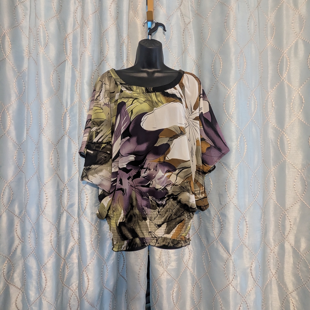 Unique Spectrum Purple and Green Relaxed Tunic - M oversized/loose fit